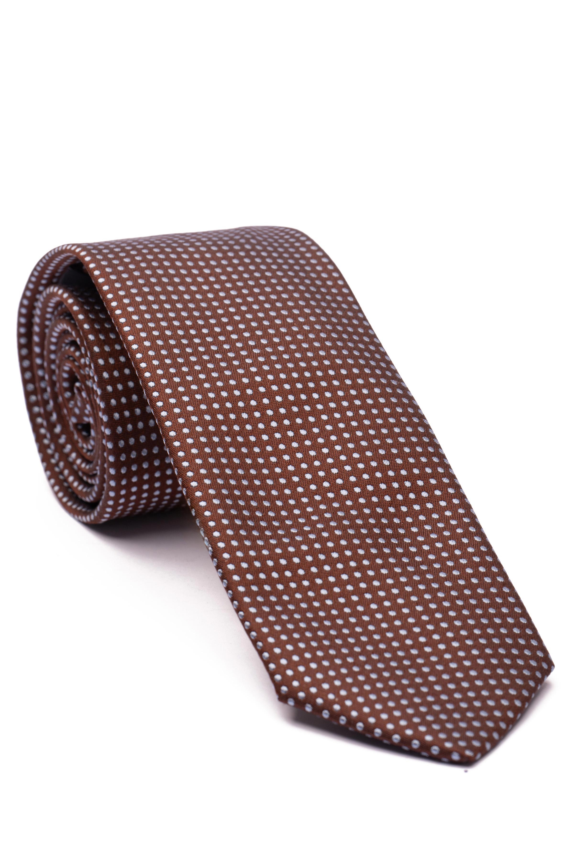 Cravata matase tesuta maro print geometric 0