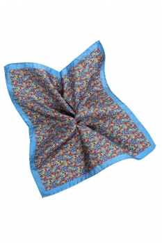 Batista albastra matase tesuta print floral 
