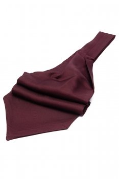 Ascot tie tip printed silk burgundy plain