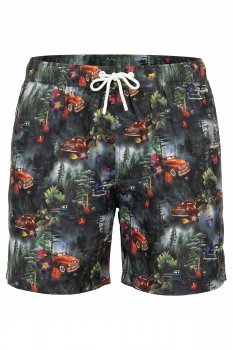 Short negru print floral