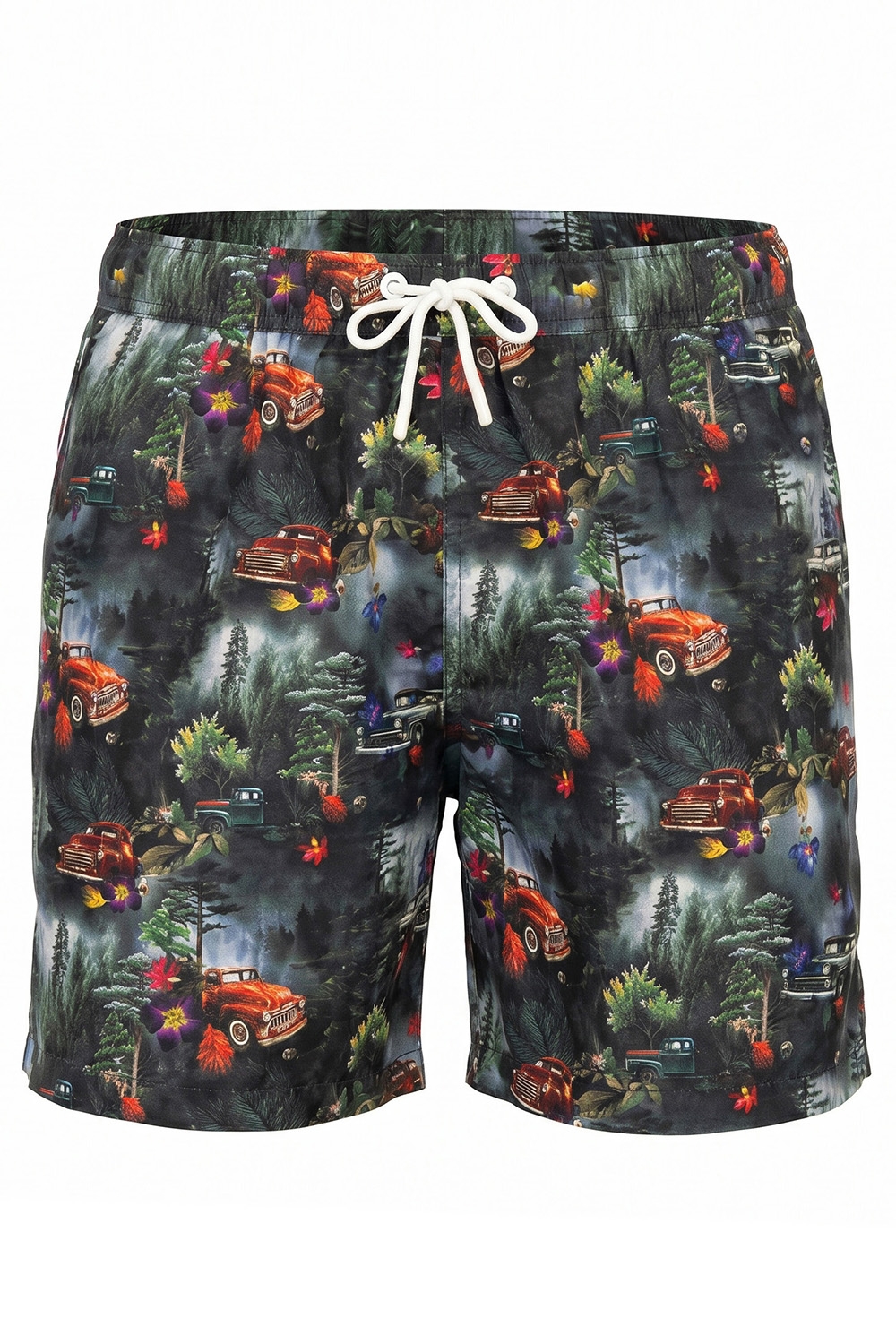 Short negru print floral 0