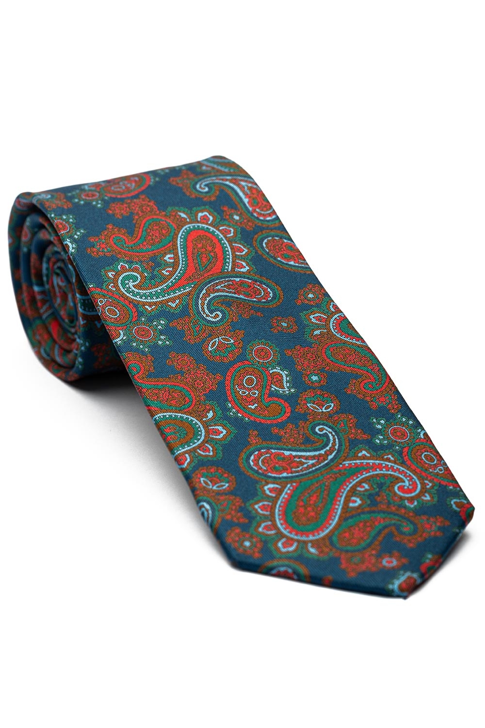 Cravata matase imprimata bleumarin print floral 0