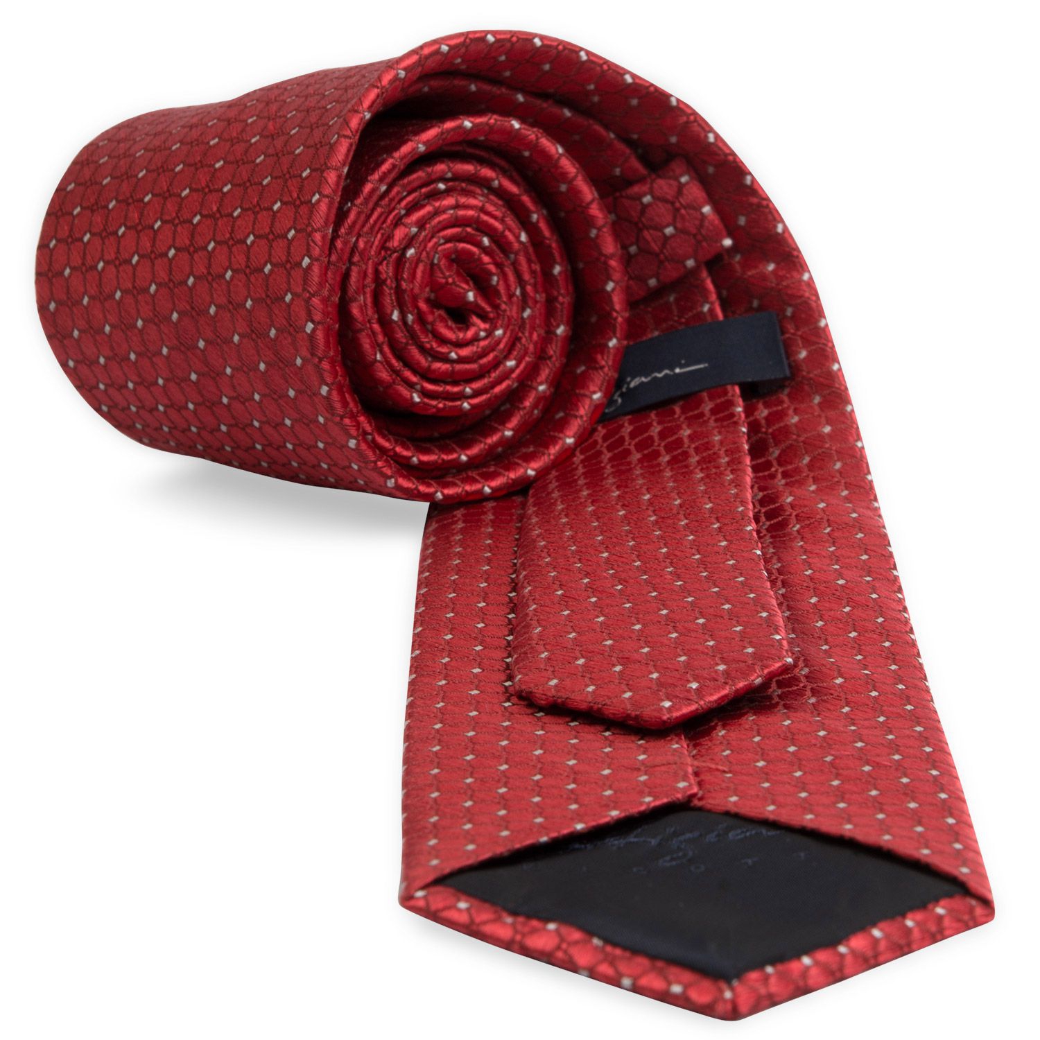 Cravata matase tesuta rosie print geometric 3