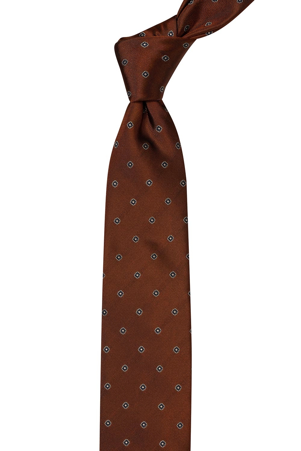 Cravata poliester tesut oranj print floral 1