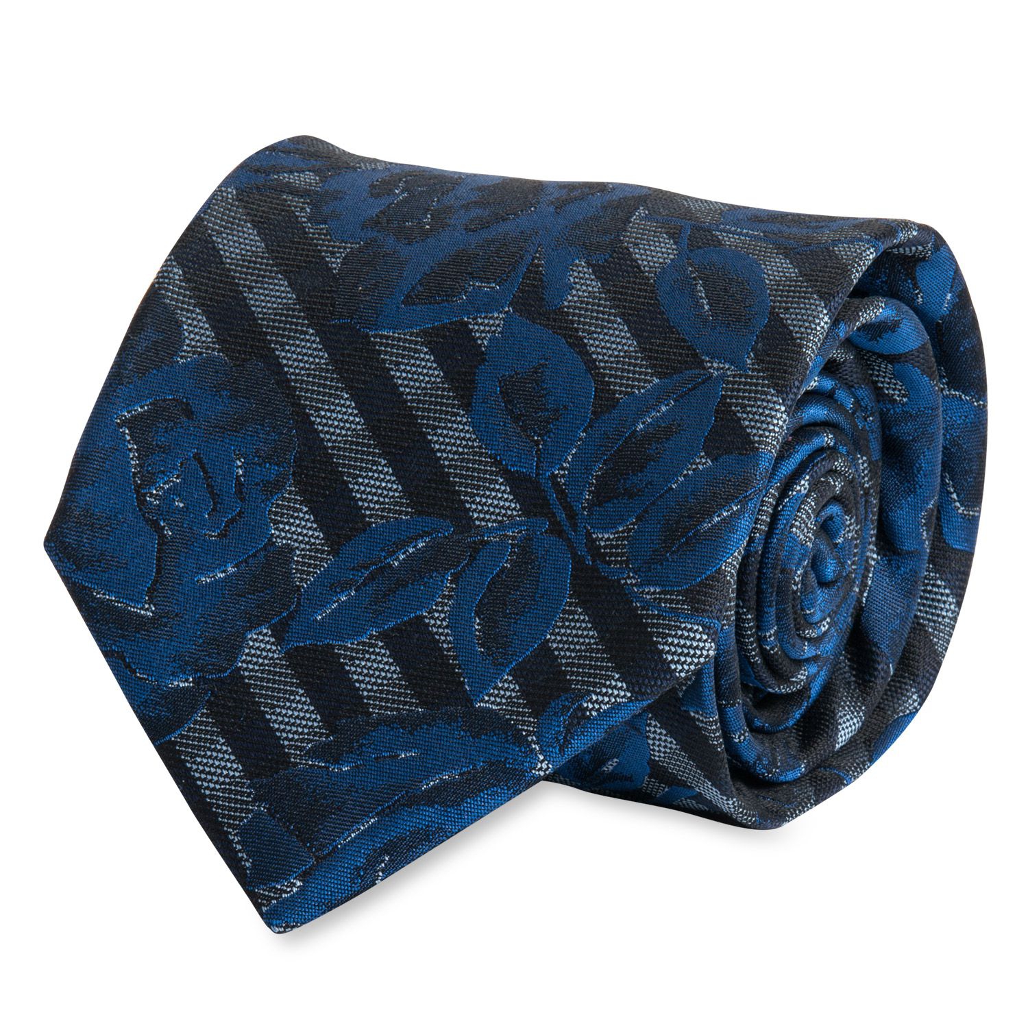 Cravata matase tesuta bleumarin print floral 2