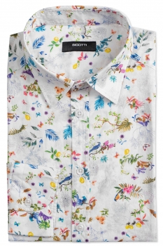 Camasa slim alba print floral