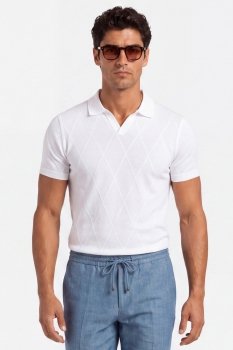 Tricou polo slim alb uni