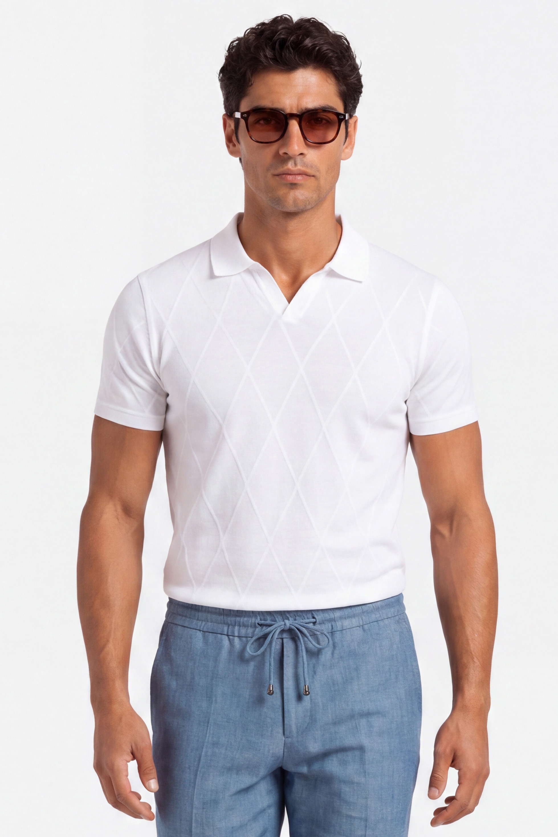 Tricou polo slim alb uni 0