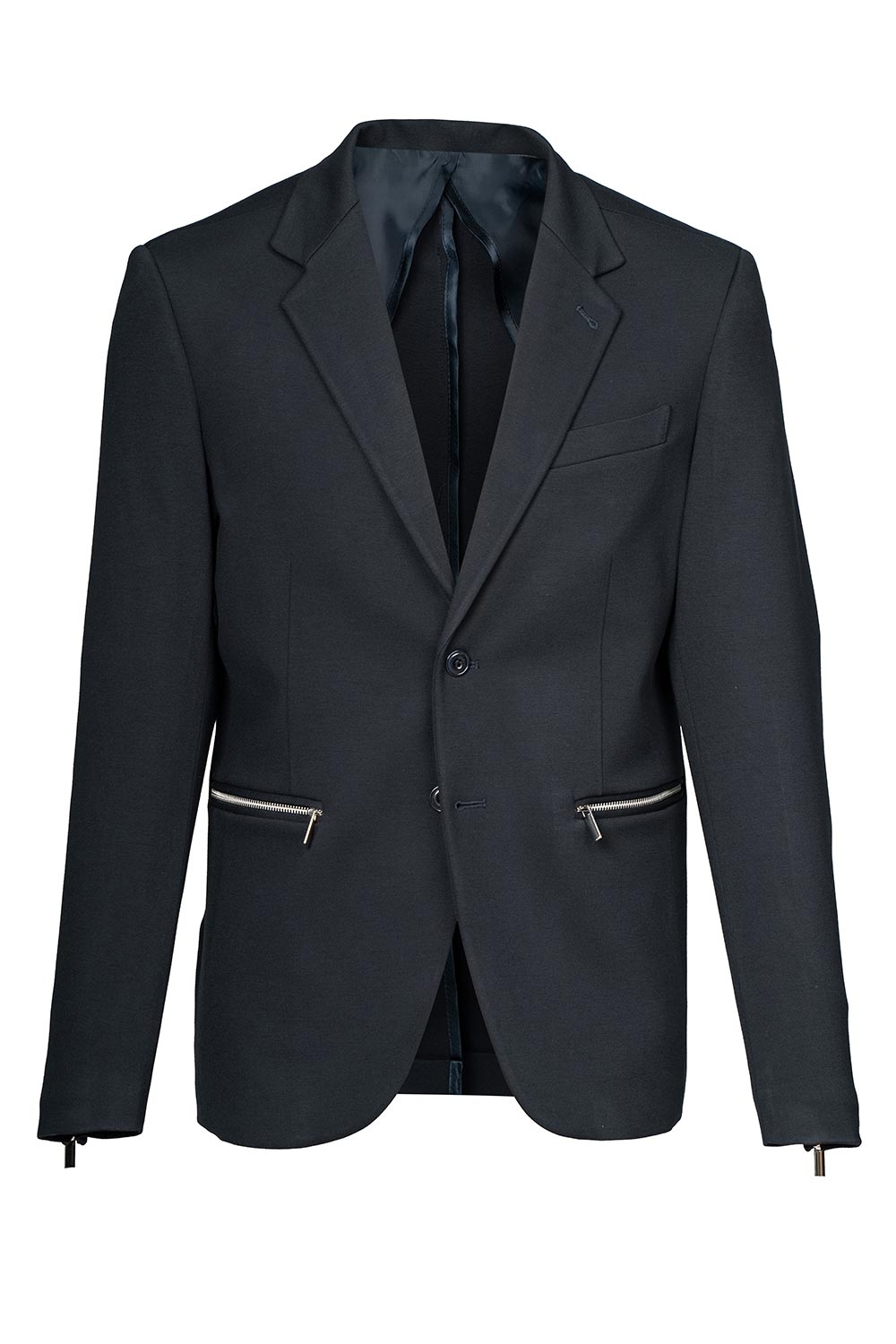 Slim body navy plain blazer 0