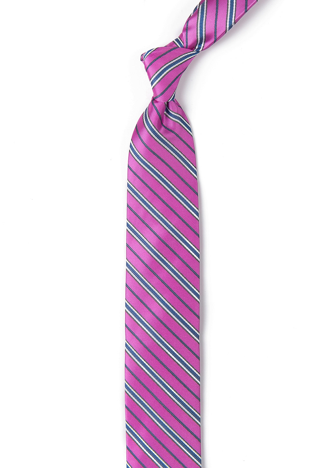 Cravata poliester roz cu dungi 1