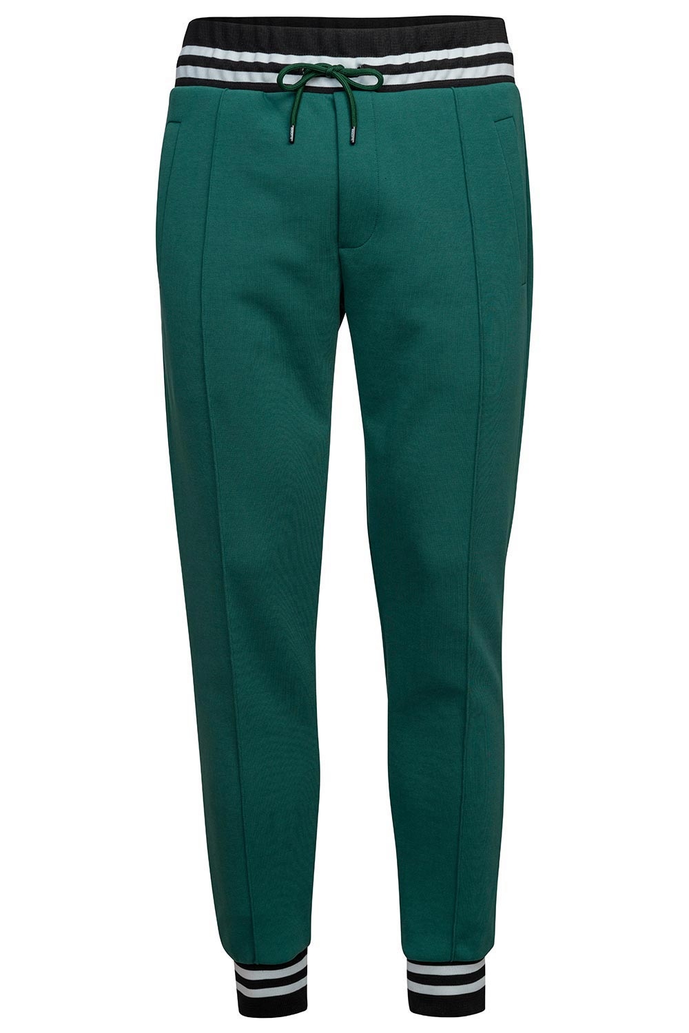 Slim body green plain trousers 1