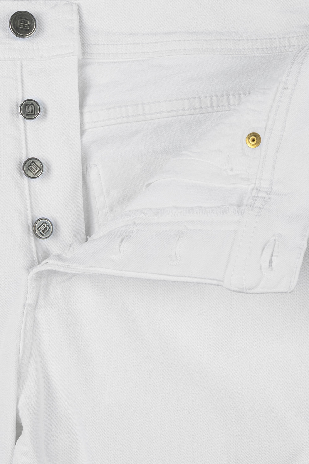 Pantaloni  slim albi uni 3