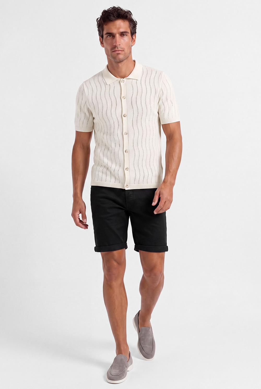 Pantaloni scurti slim negri uni 0