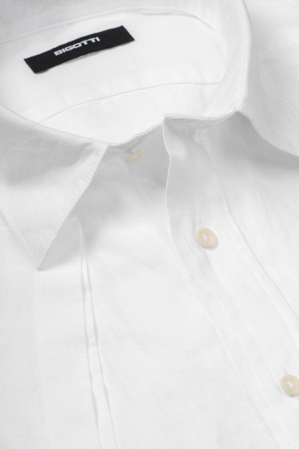 Camasa maneca scurta din in slim alba uni 1