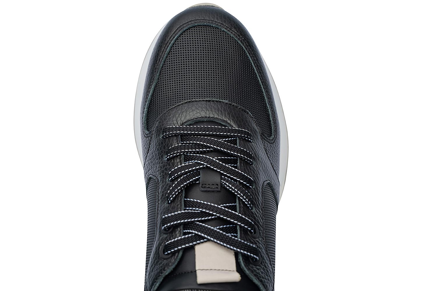 Sneakers negri piele naturala si textil 3