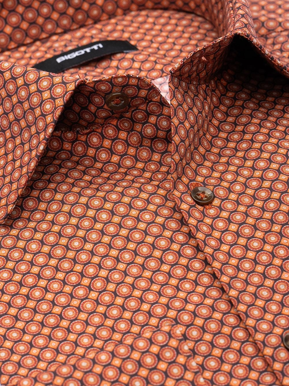 Slim body brown geometric shirt 1