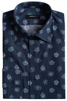 Camasa shaped bleumarin print floral