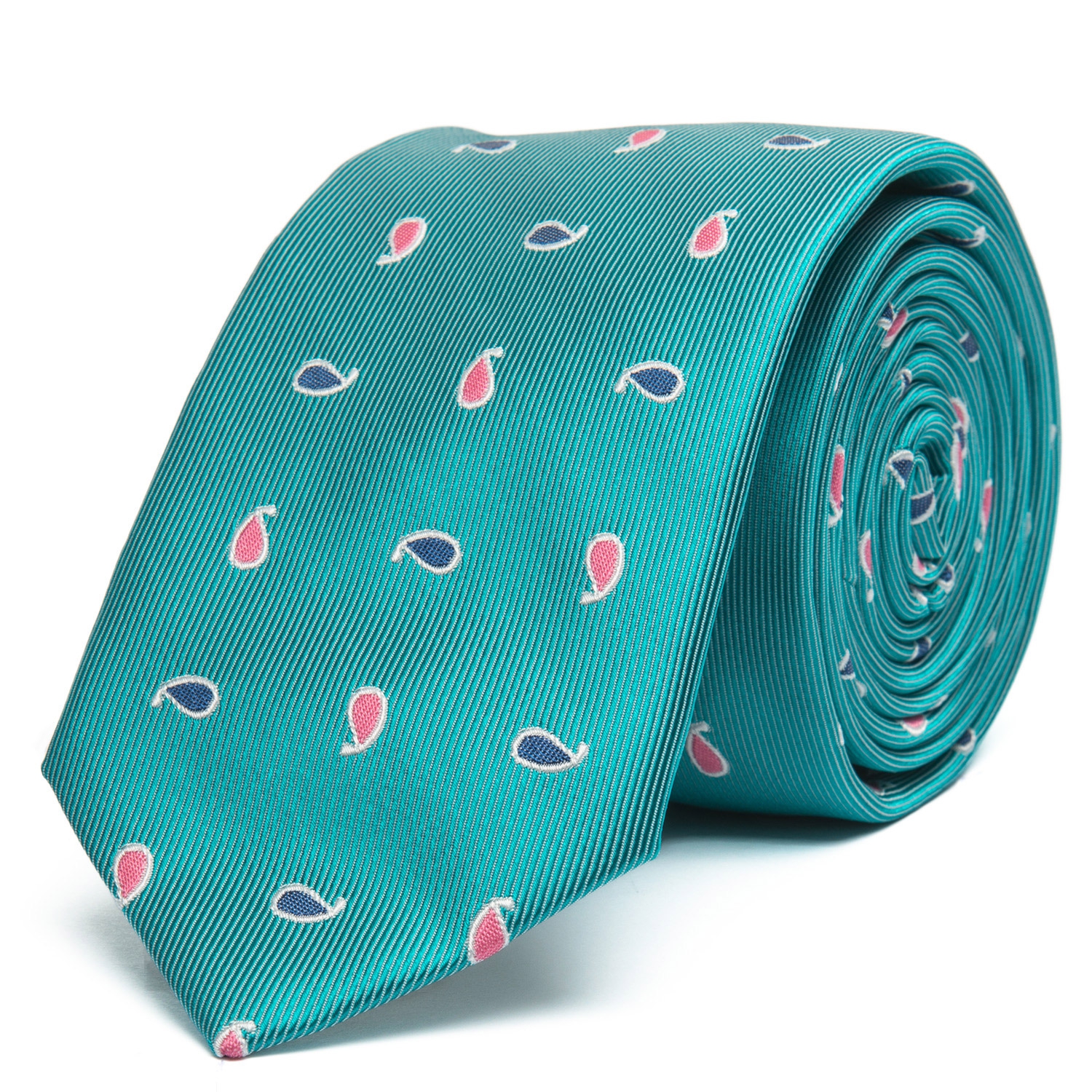 Cravata poliester aqua print floral 2