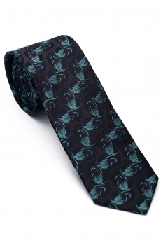 Cravata matase tesuta gri print floral