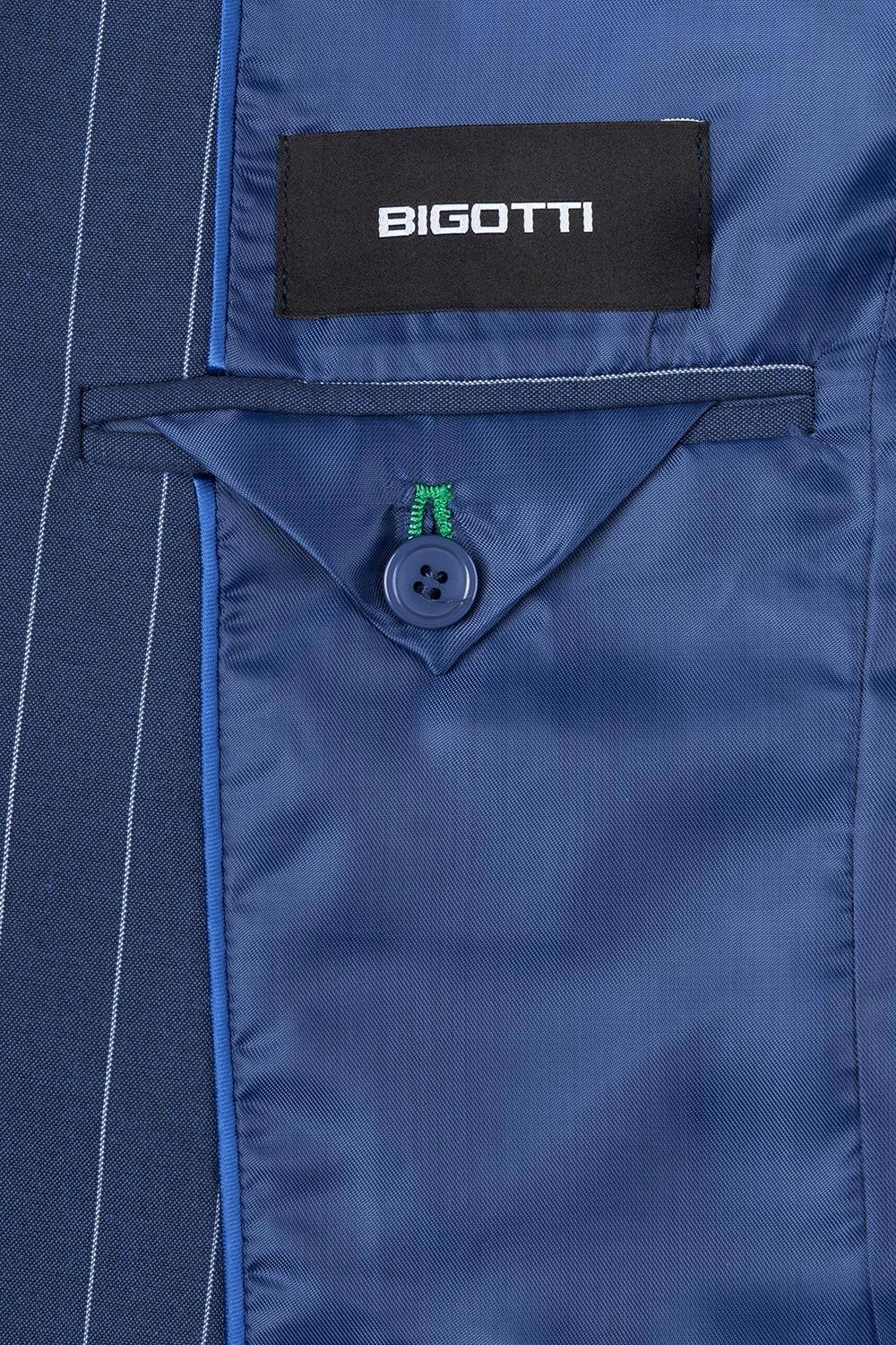 Costum slim albastru in dungi 2