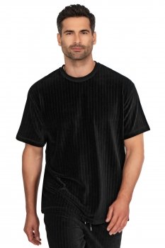 Tricou oversize negru guler rotund