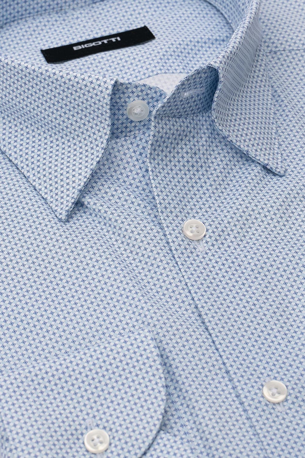 Camasa slim bleu print geometric 1