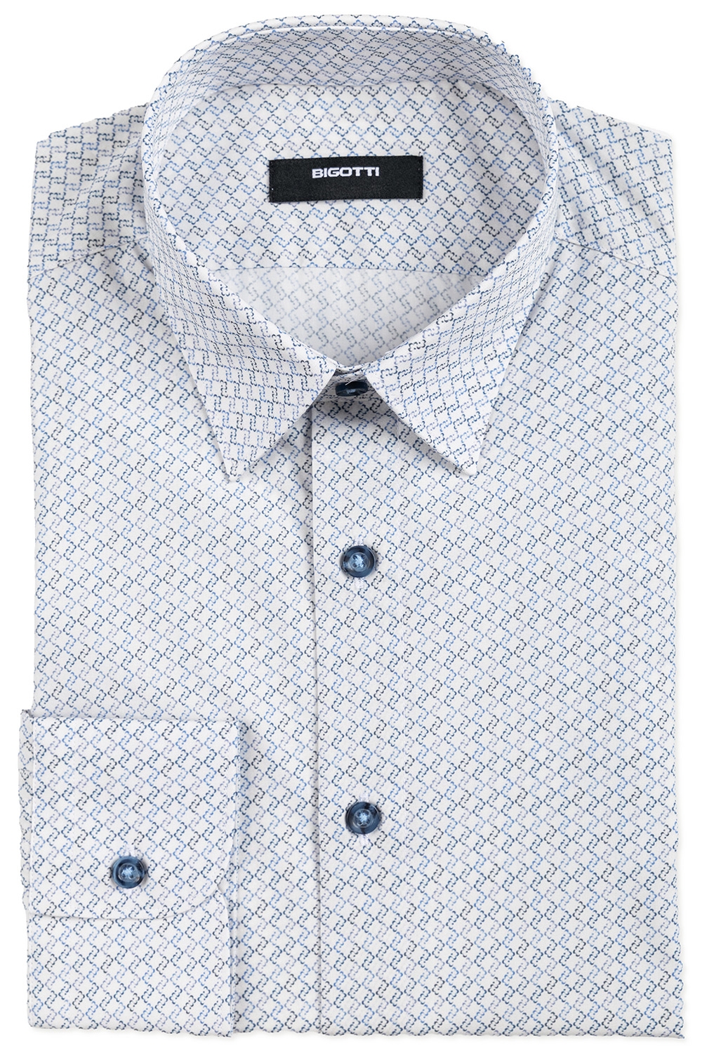Camasa slim alba print geometric 0