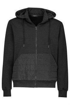 Hanorac slim negru cu gluga