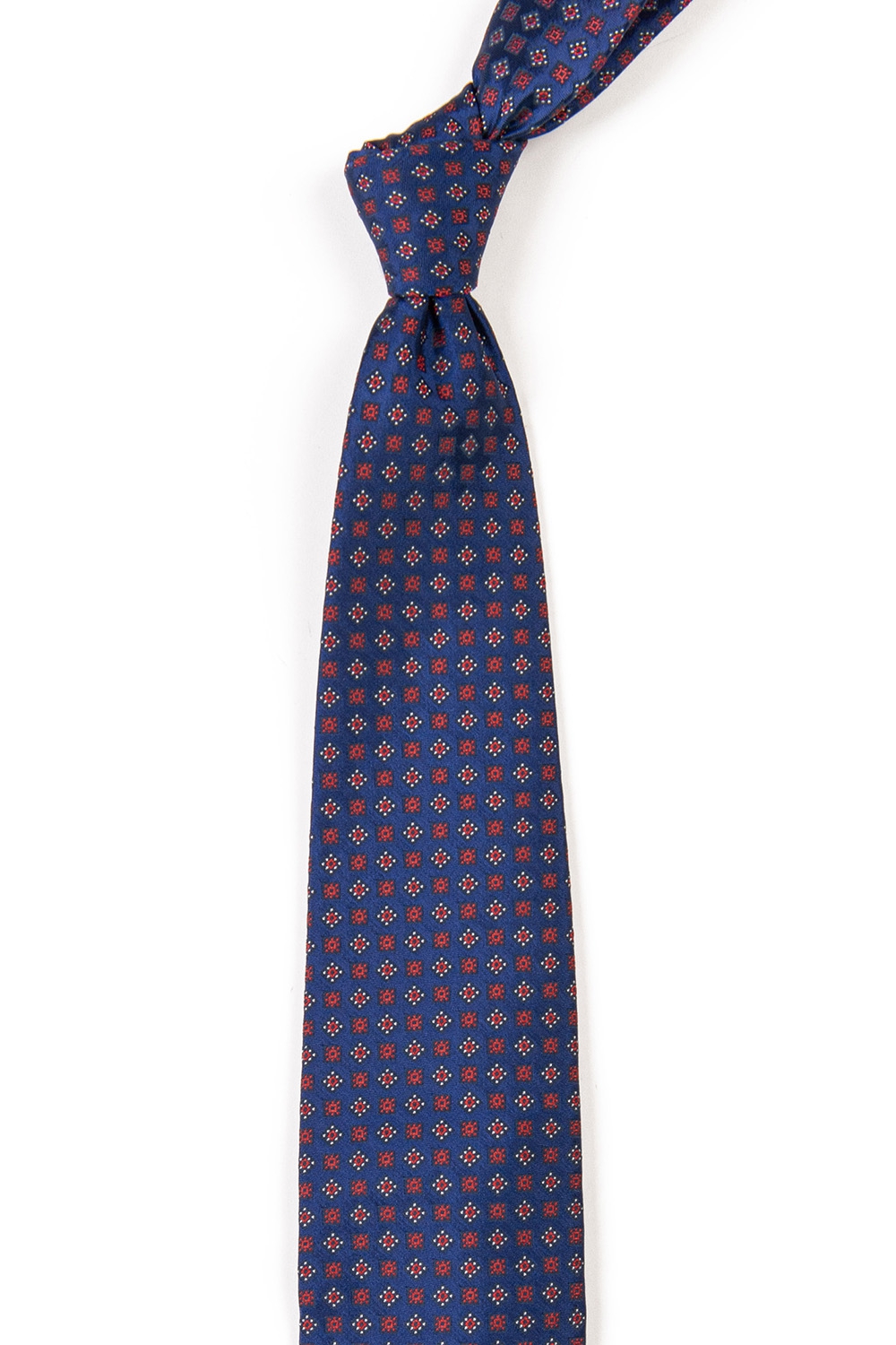 Cravata poliester tesut albastra print geometric 1