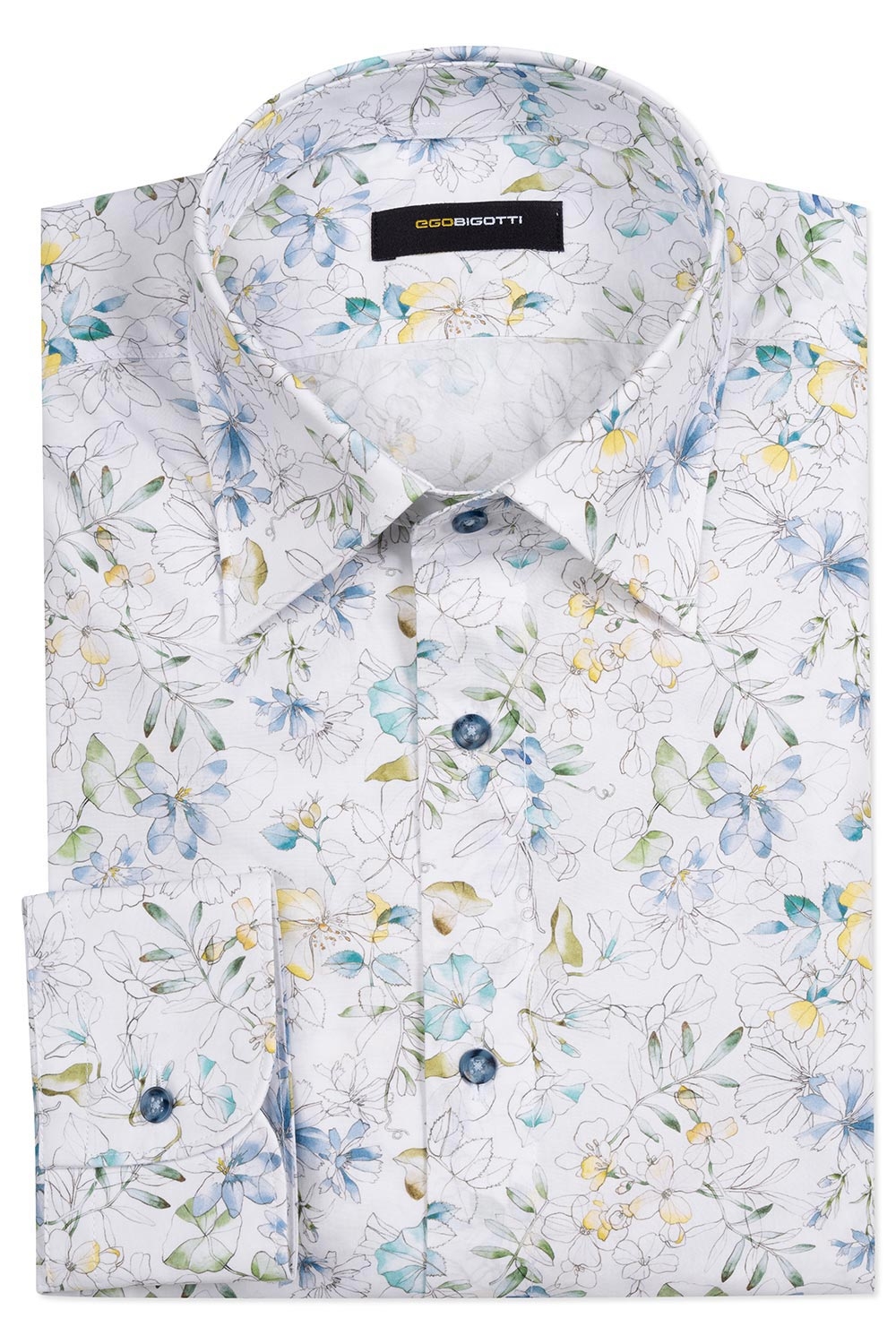 Slim body white floral shirt 0