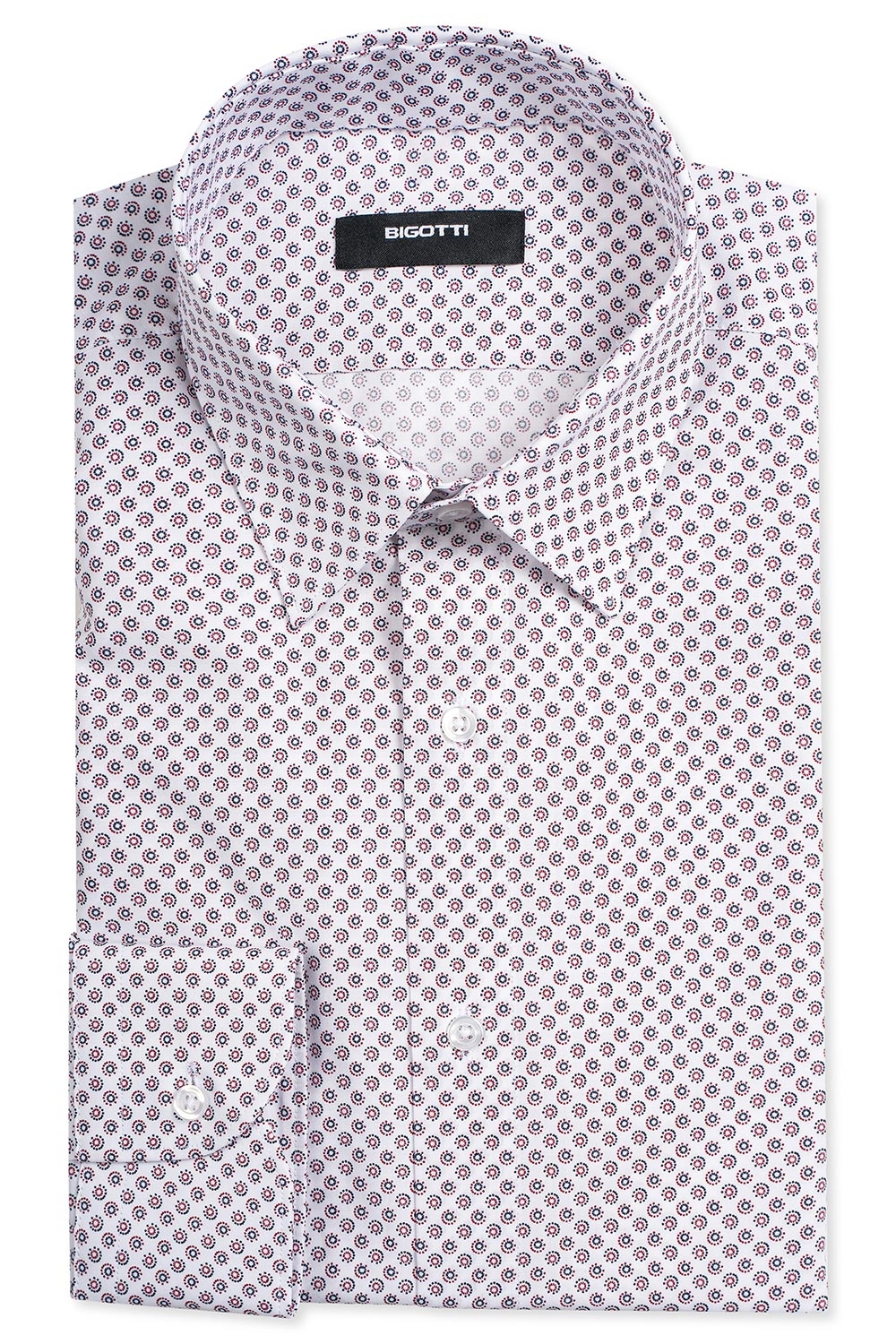 Camasa slim alba print geometric 0