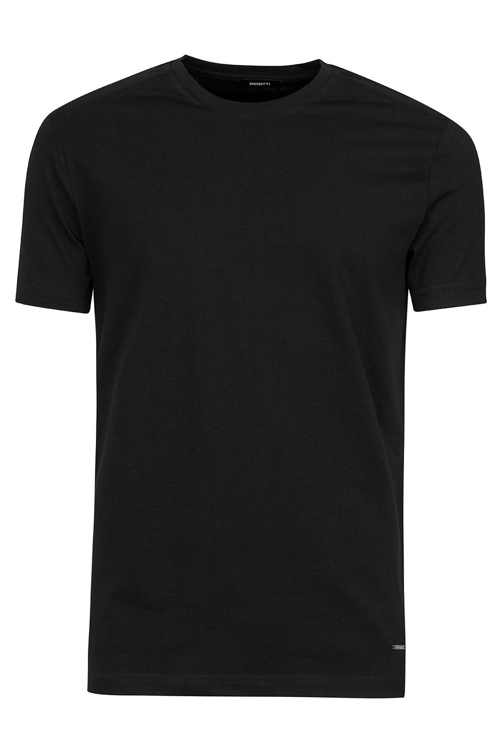 Tricou regular negru guler rotund 0