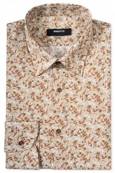 Slim body beige floral shirt