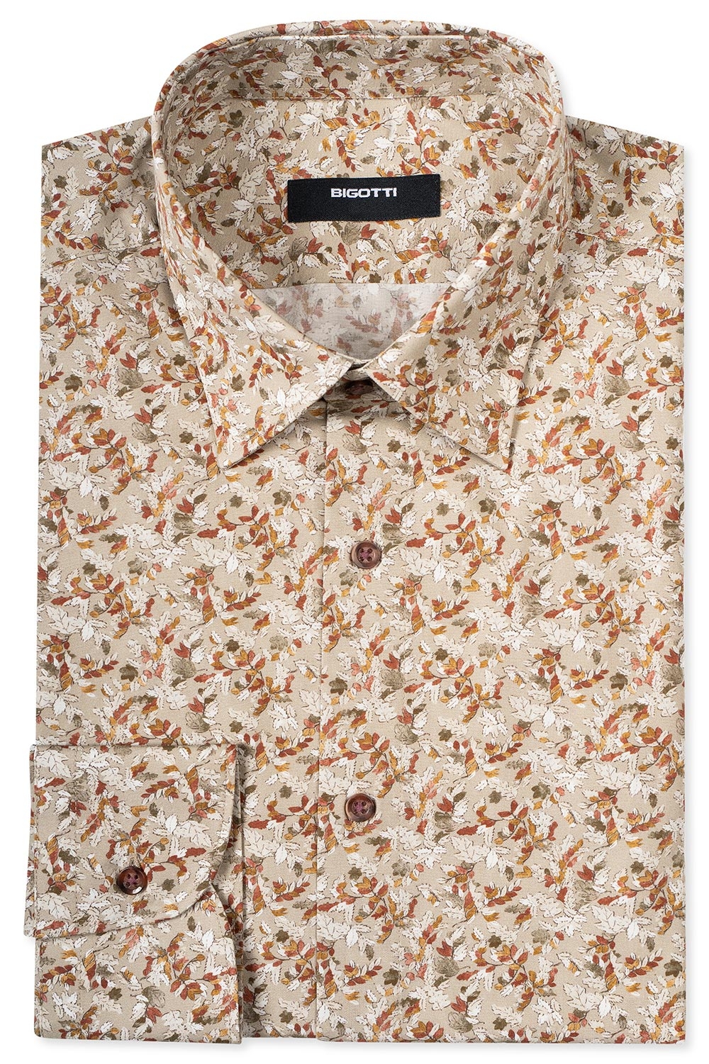 Slim body beige floral shirt 0