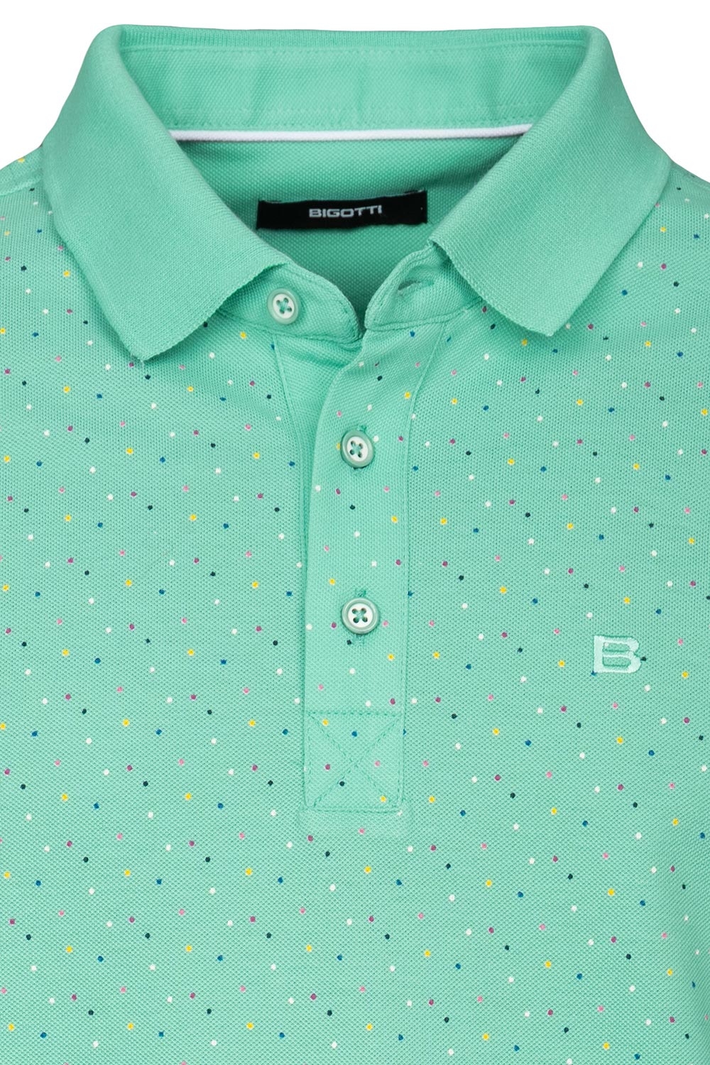 Tricou polo regular verde print geometric 1