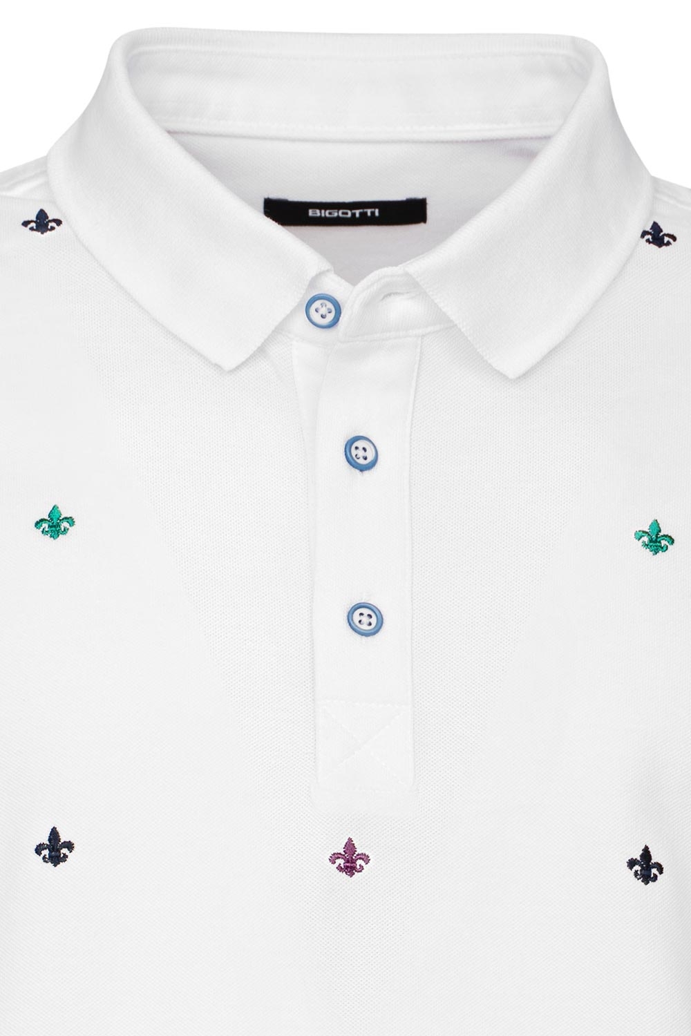 Tricou polo slim alb print geometric 1