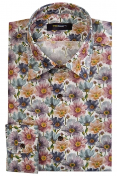 Camasa superslim alba print floral