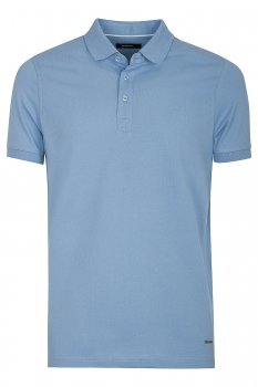 Tricou polo slim bleu uni