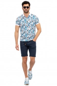 Pantaloni scurti slim albastri uni