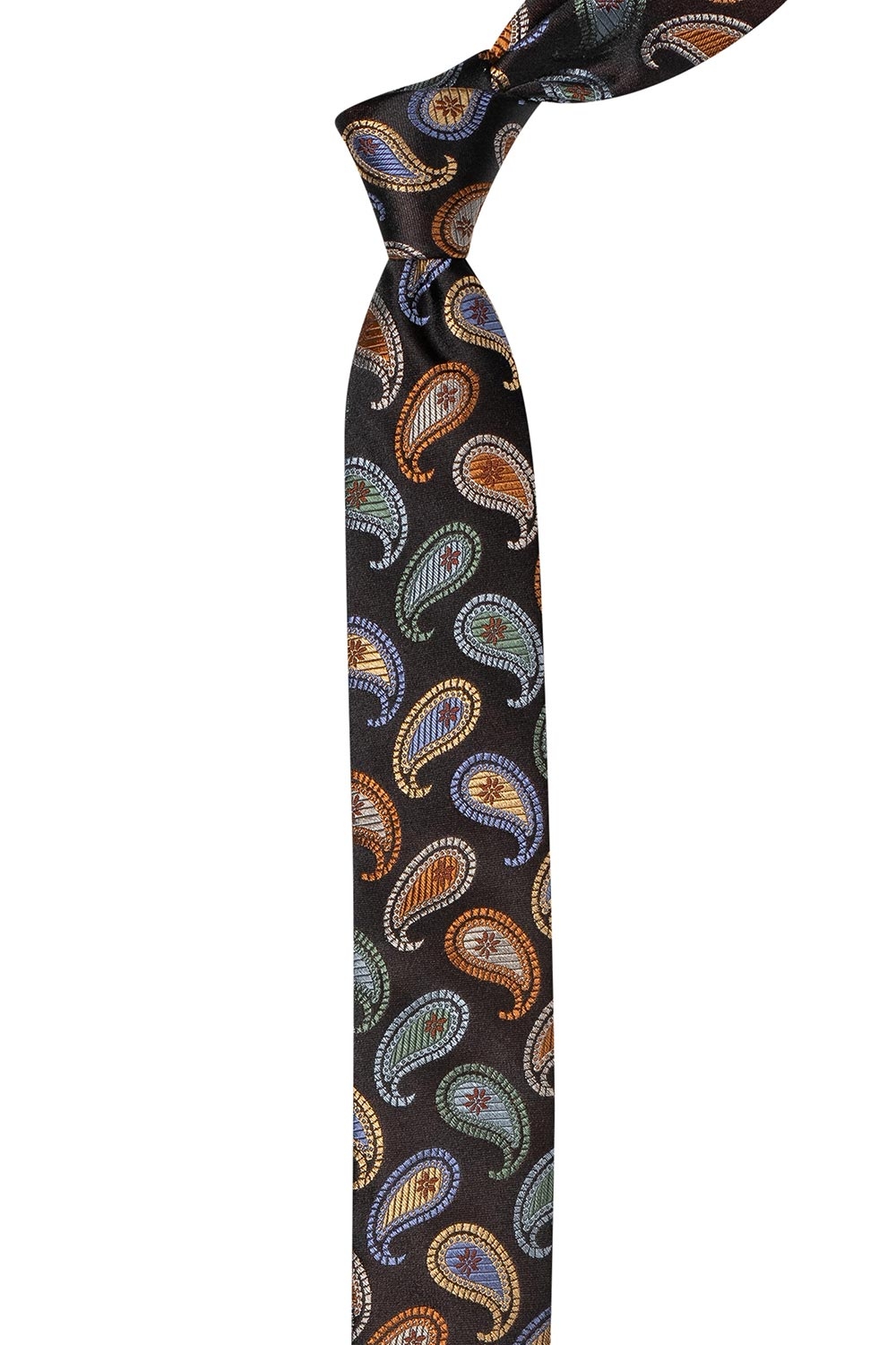 Cravata matase tesuta neagra print floral 1