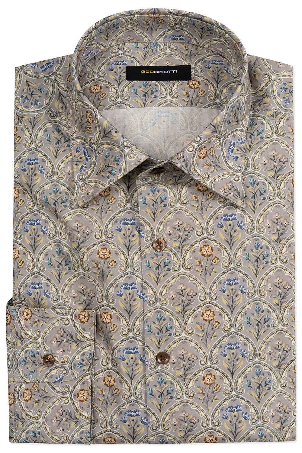 Camasa shaped gri print floral 0