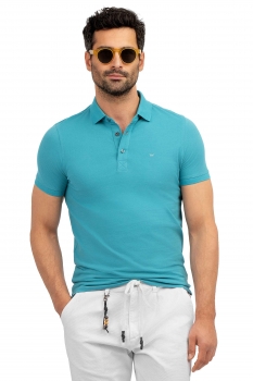 Tricou polo slim albastru uni