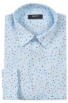 Camasa din in superslim bleu print geometric