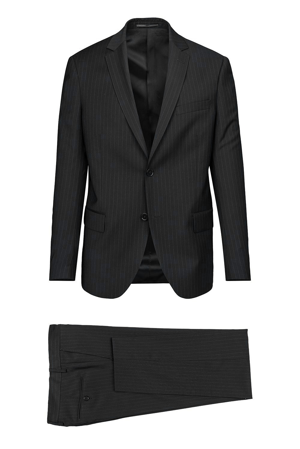 Costum slim monti negru in dungi 0
