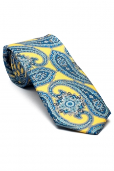 Cravata matase imprimata galbena print floral