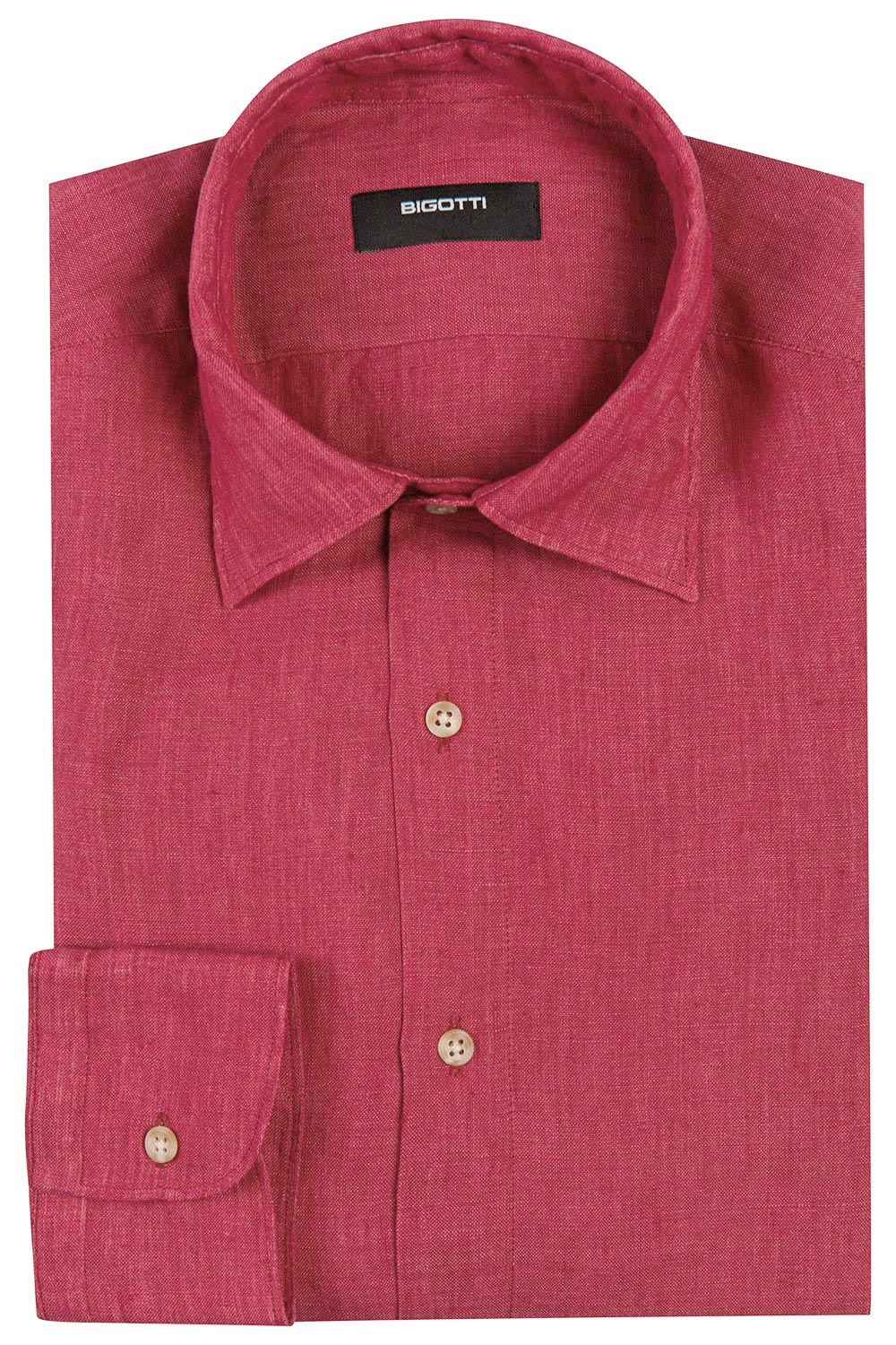 Camasa din in slim roz uni 0
