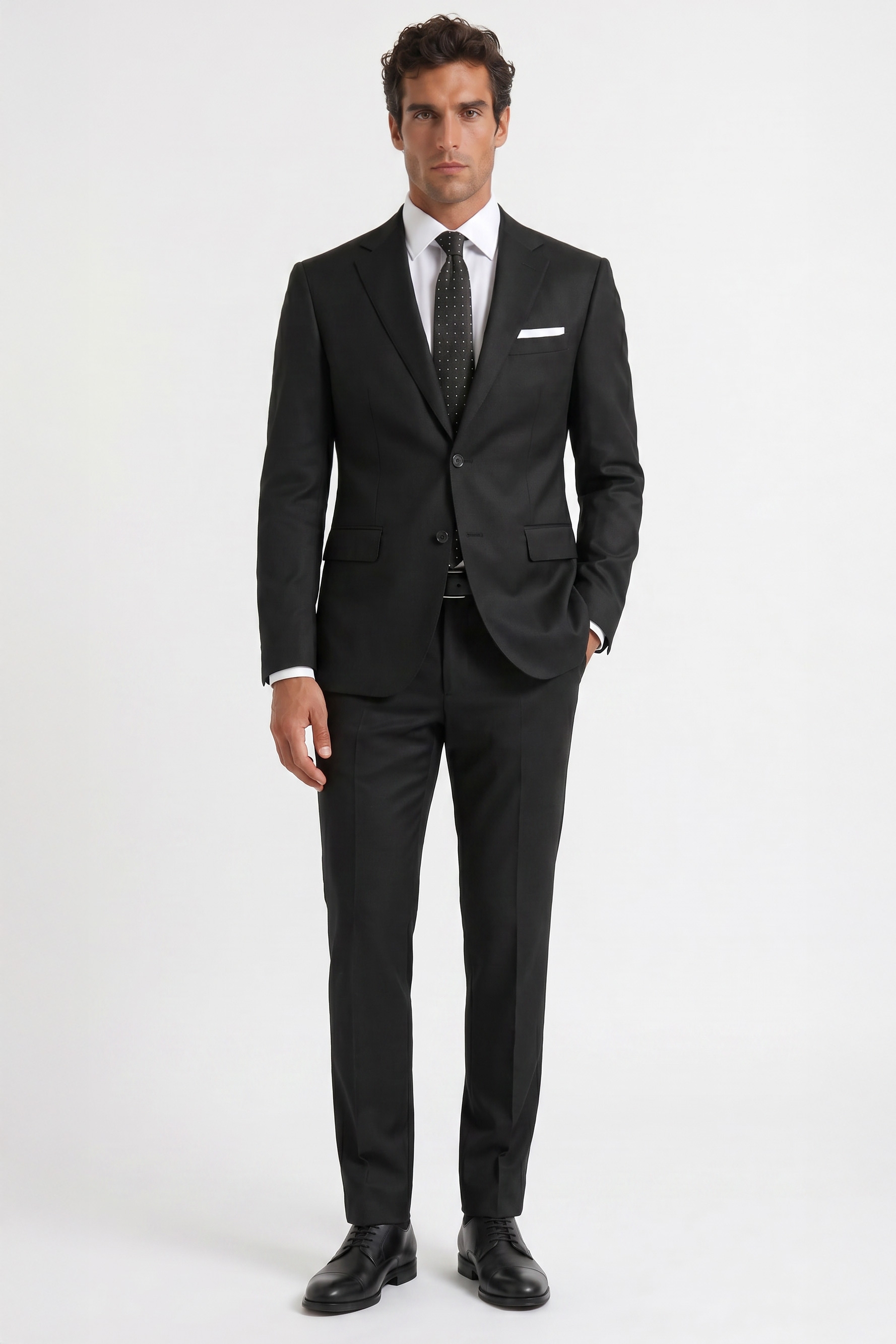 Slim body black structured suit 0