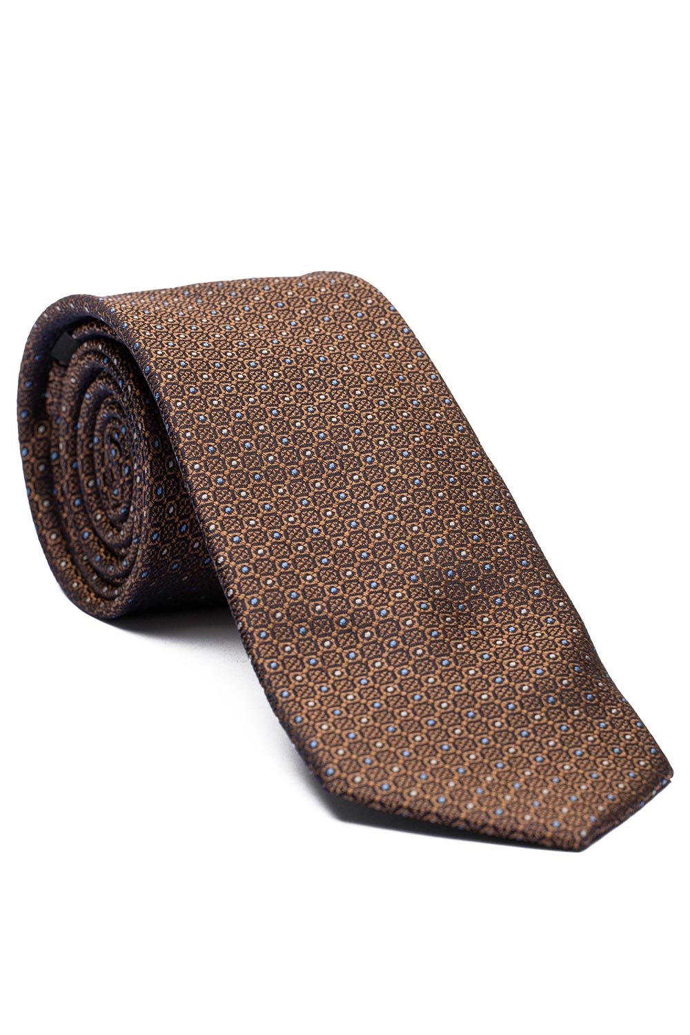 Cravata matase tesuta maro print geometric 0