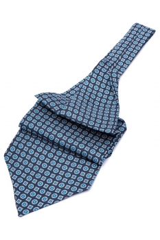 Ascot tie tip printed silk navy geometric