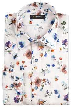 Camasa slim alba print floral